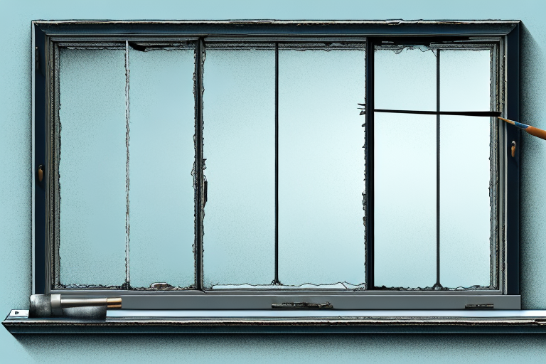 An old window undergoing renovation