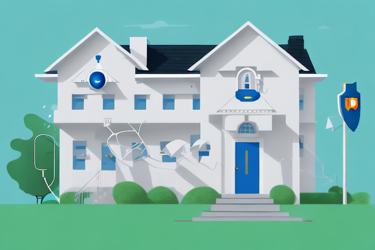A secure home fortified with various security measures such as alarms