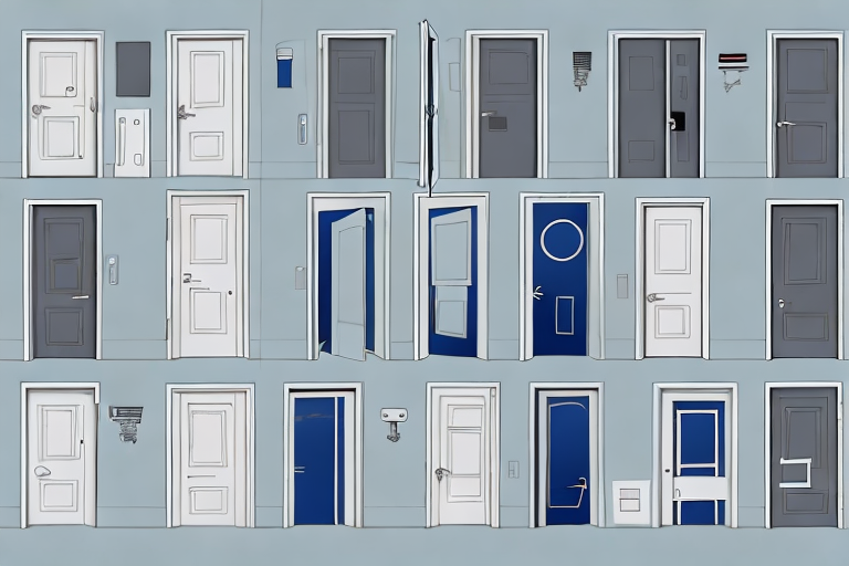 A variety of doors with different accessibility features such as wider frames