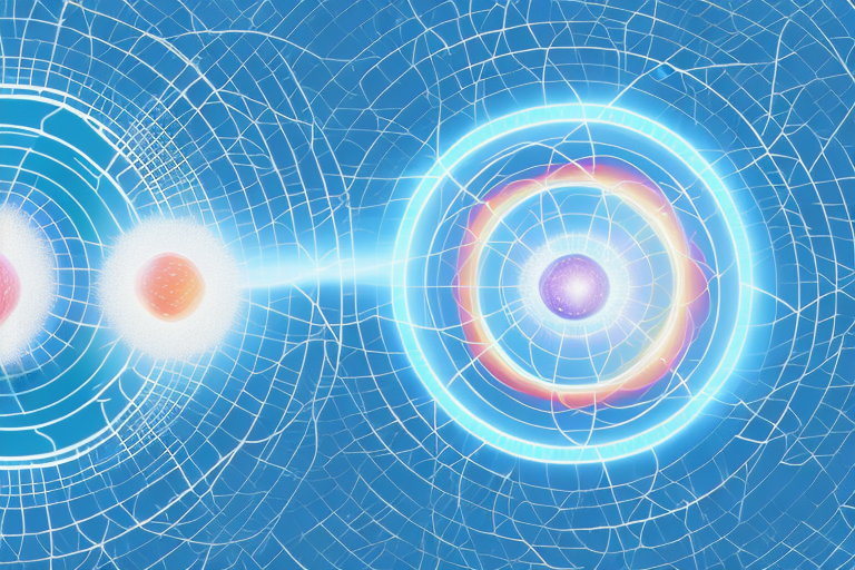 Two energy spheres intertwining and radiating energy