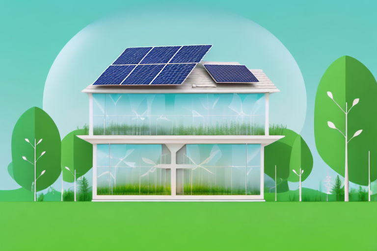 A house with visible energy-saving features such as solar panels