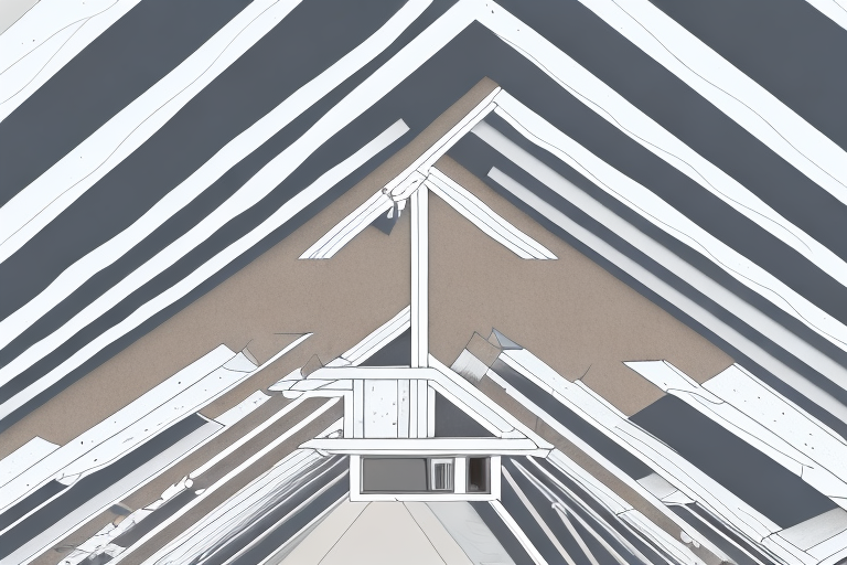 An attic showing different types of insulation materials like spray foam