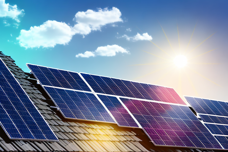 Several solar panels installed at different angles on a rooftop