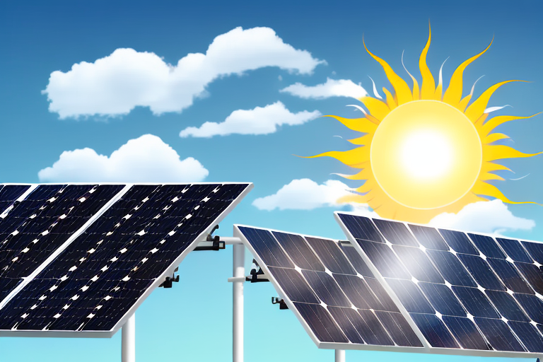 Two solar panels positioned at different angles