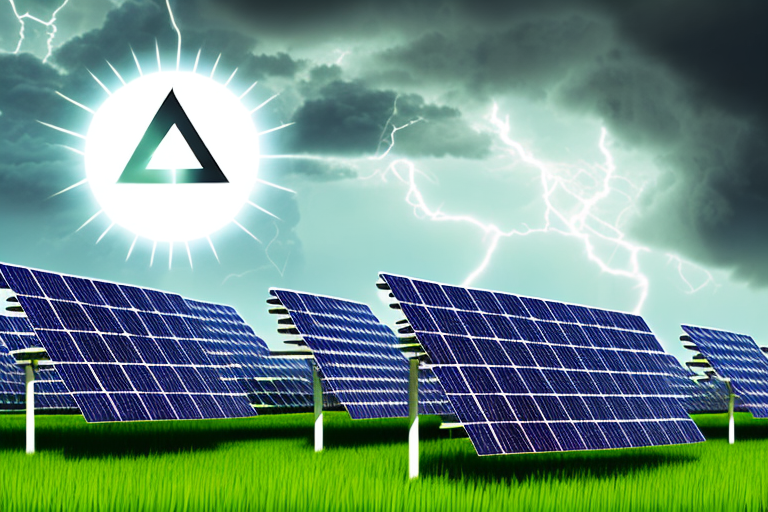 A solar panel array situated in a lush agricultural field