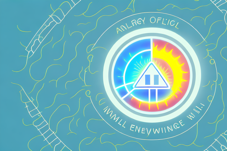A house with a glowing energy efficiency rating label