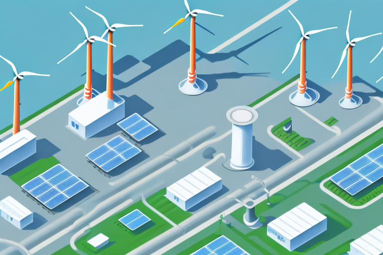 A thriving industrial landscape with factories