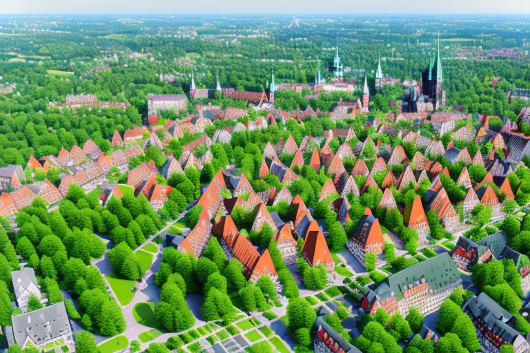 A picturesque residential area in bremen-osterholz with a variety of apartments surrounded by lush greenery and regional landmarks