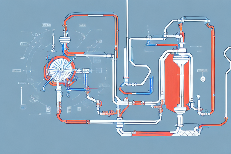 A heating system with visible hydraulic components