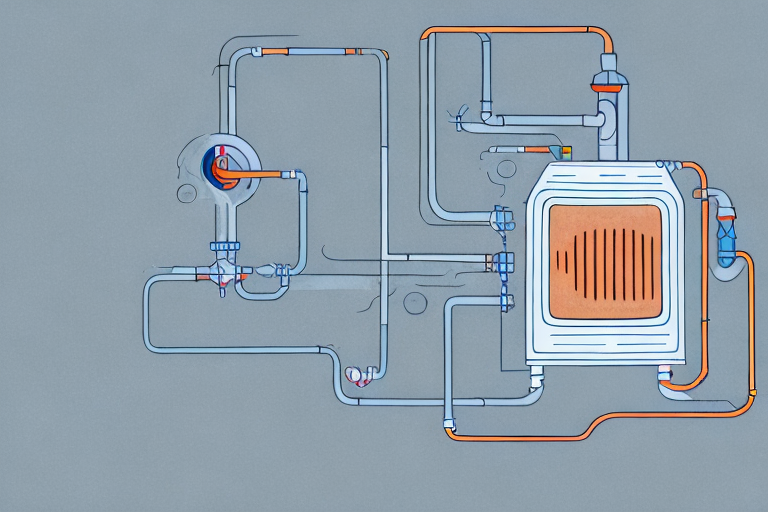 A heating system with visible hydraulic components