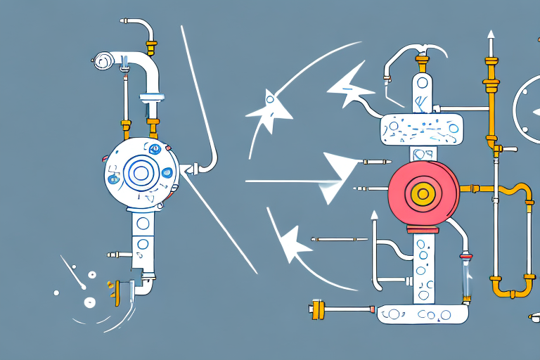 A hydraulic balancing system with visible arrows indicating flow direction