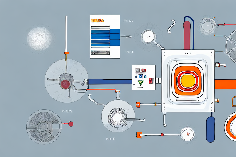 A heating system with various components highlighted