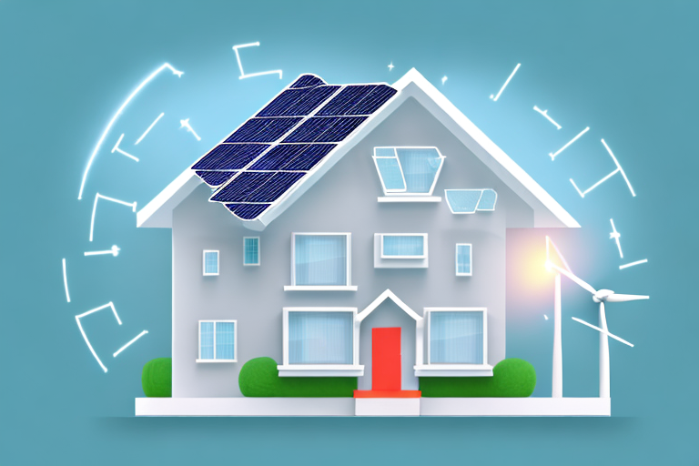 A house with various energy-saving features such as solar panels