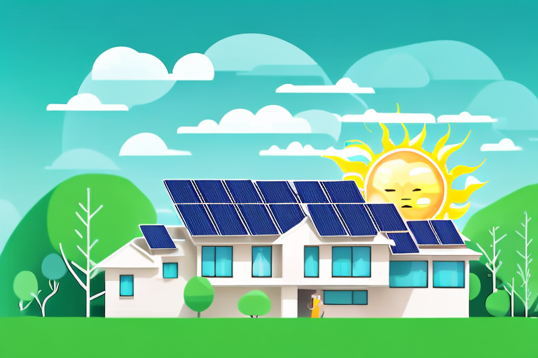 A residential house with solar panels on the roof