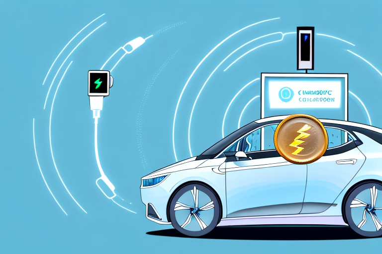 An electric car plugged into a charging station