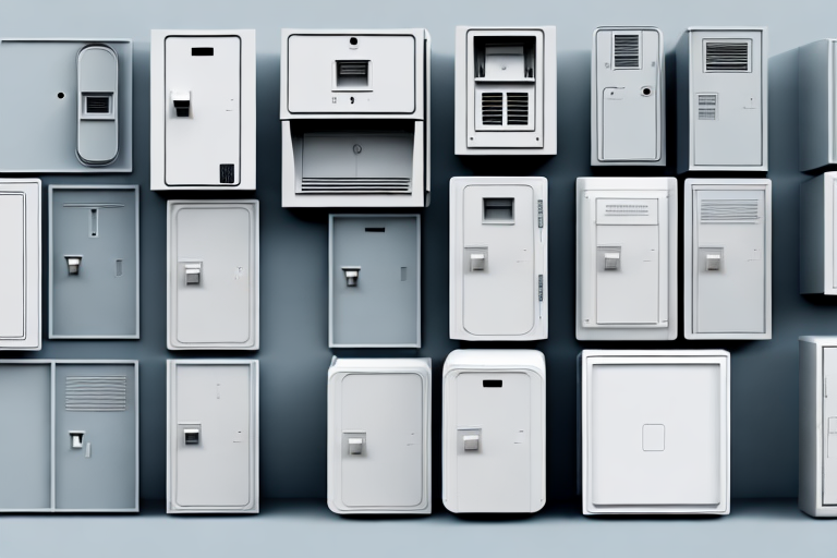 A variety of electrical boxes in different shapes and sizes