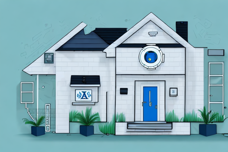 A house with visible security features such as an alarm system