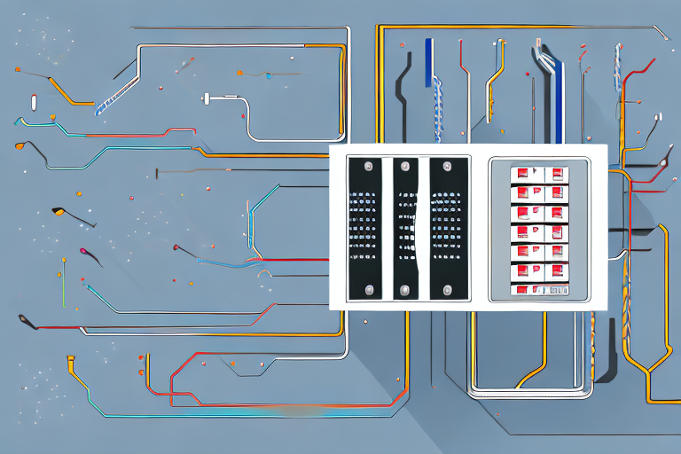 An open electrical box with various types of fuses and circuit breakers