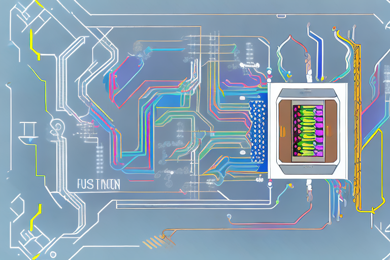 An open electrical fuse box with different colored wires and fuses