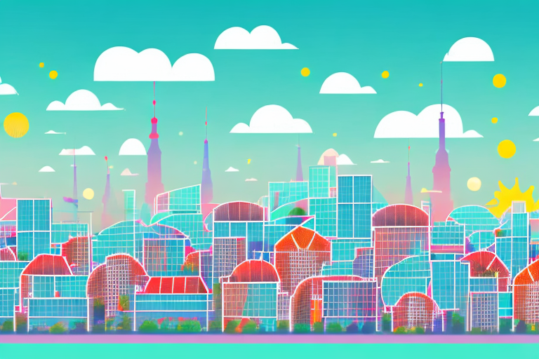 A vibrant cityscape of hamburg with solar panels on rooftops