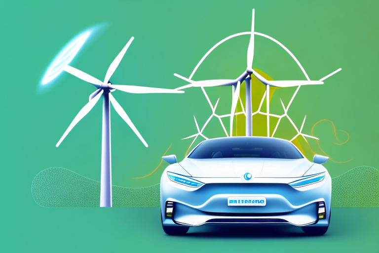 An electric car with a symbolic ribbon around it