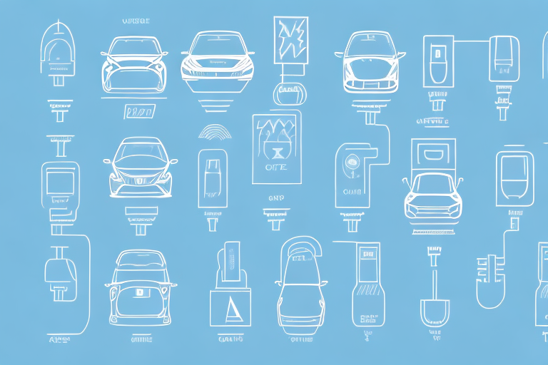 Various types of electric car charging plugs