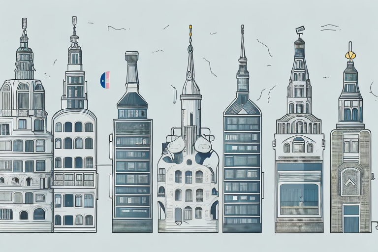 Various types of heating systems against the backdrop of hamburg's iconic landmarks like the elbphilharmonie and speicherstadt