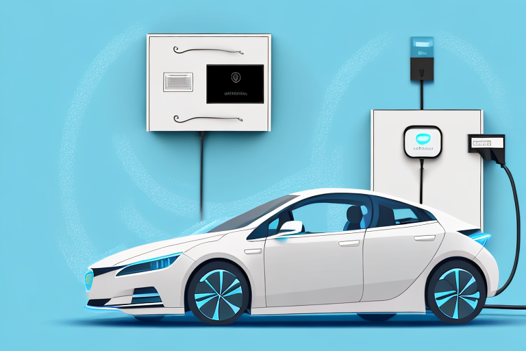 A wallbox charging station connected to an electric car