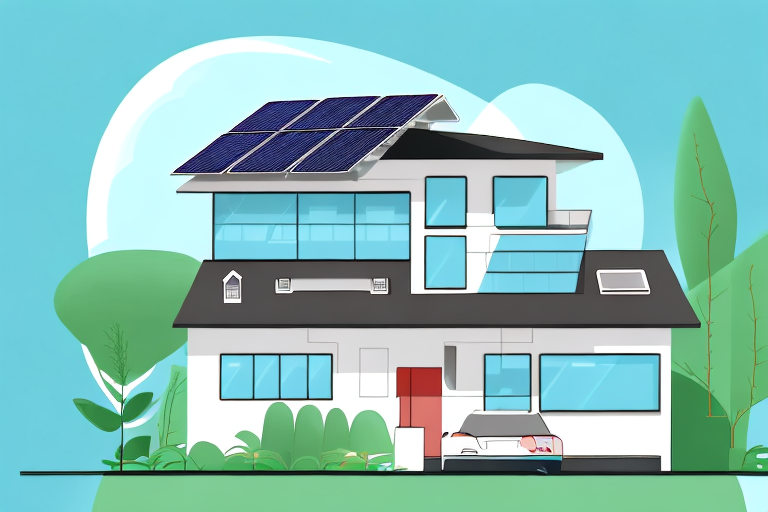 A modern house with solar panels on the roof