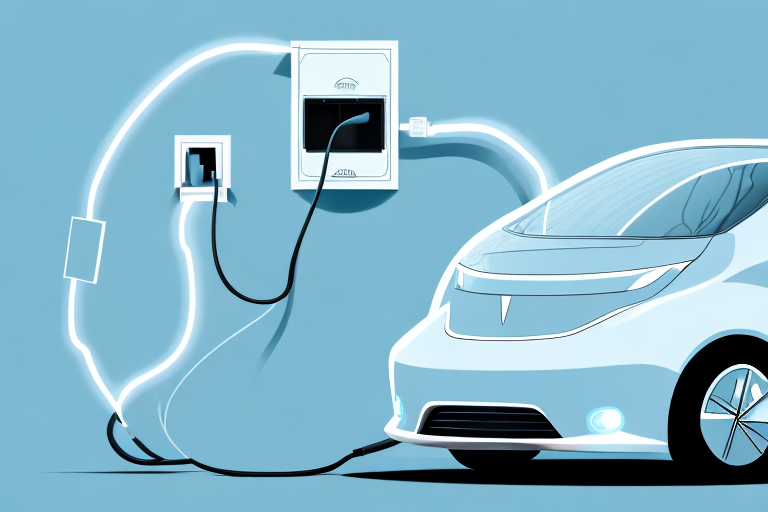 An electric car plugged into a regular household electrical socket