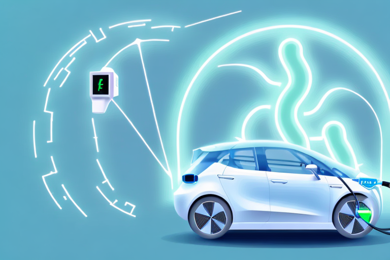 An electric vehicle charging station with visible energy flow
