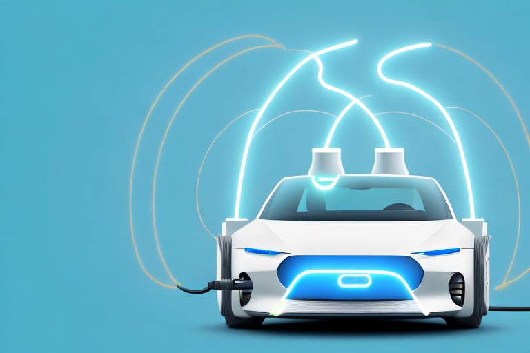 An electric car plugged into a charging station