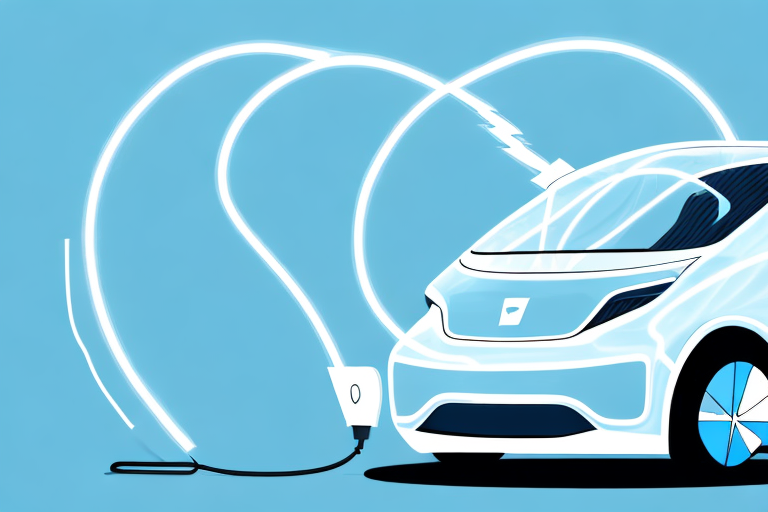 An electric car plugged into a charging station