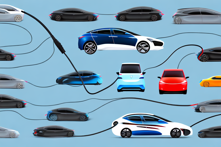 Several different types of electric car charging cables arranged neatly