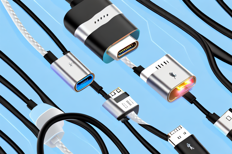Several different types of fast charging cables for cars