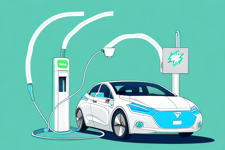 An electric car plugged into a charging station