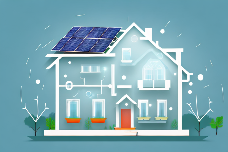 A house with visible energy-saving features such as solar panels