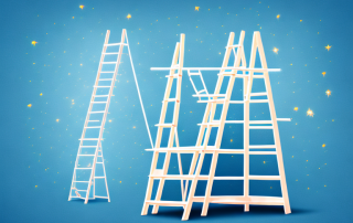 A ladder leading up to a bright star