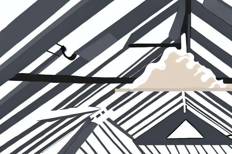 An attic showing various insulation materials like foam boards