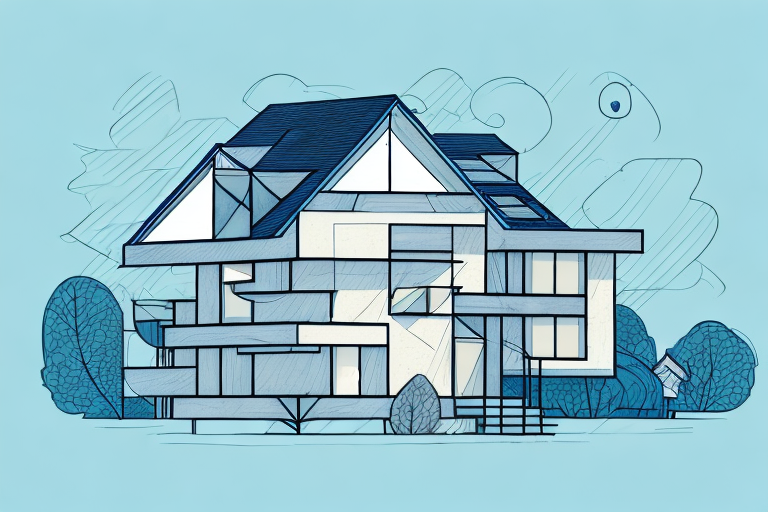 A house with a sloping roof featuring dachgauben (dormer windows) that extend down to the floor