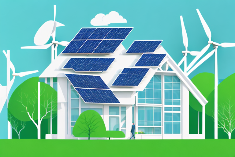 A building being upgraded with various energy-efficient features such as solar panels