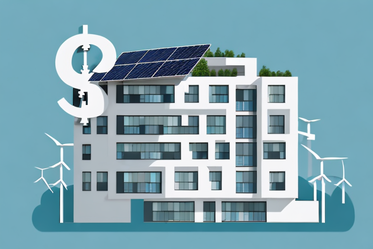 An apartment building with visible energy-saving renovations like solar panels