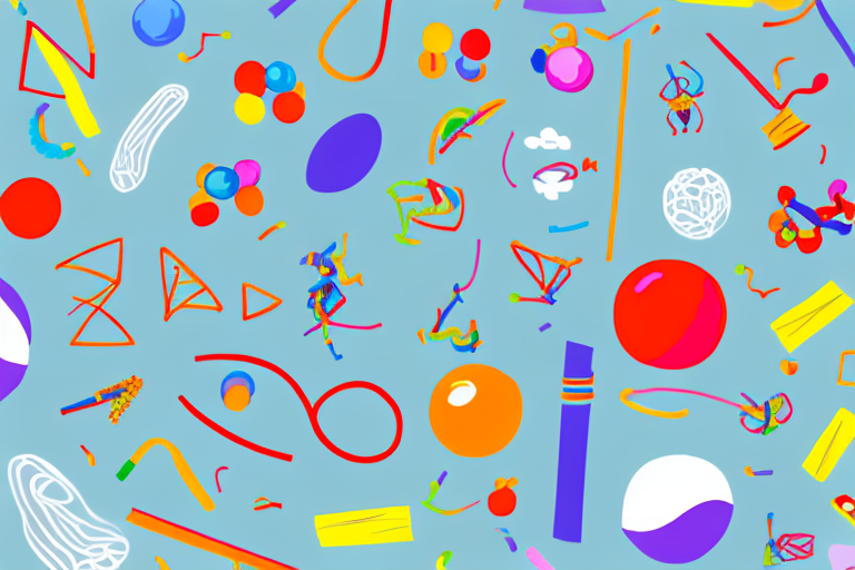 A lively kindergarten playroom filled with various activity materials such as balls