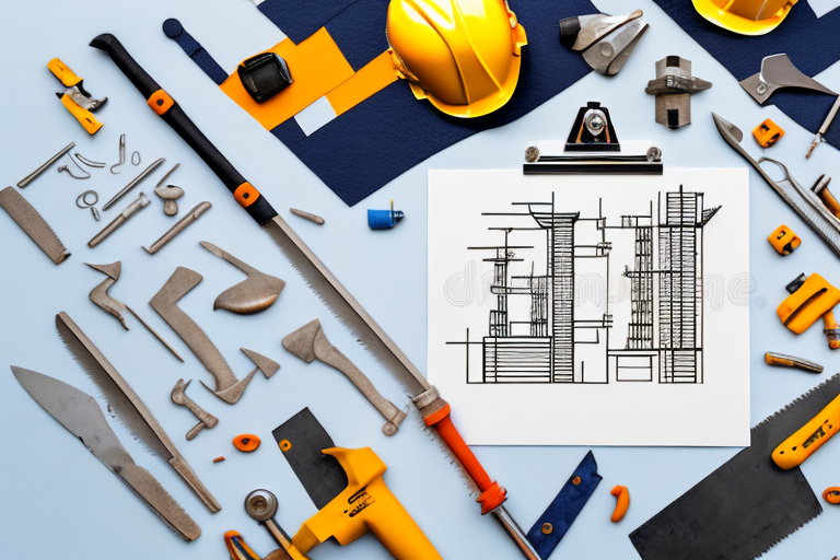 A construction site with various tools