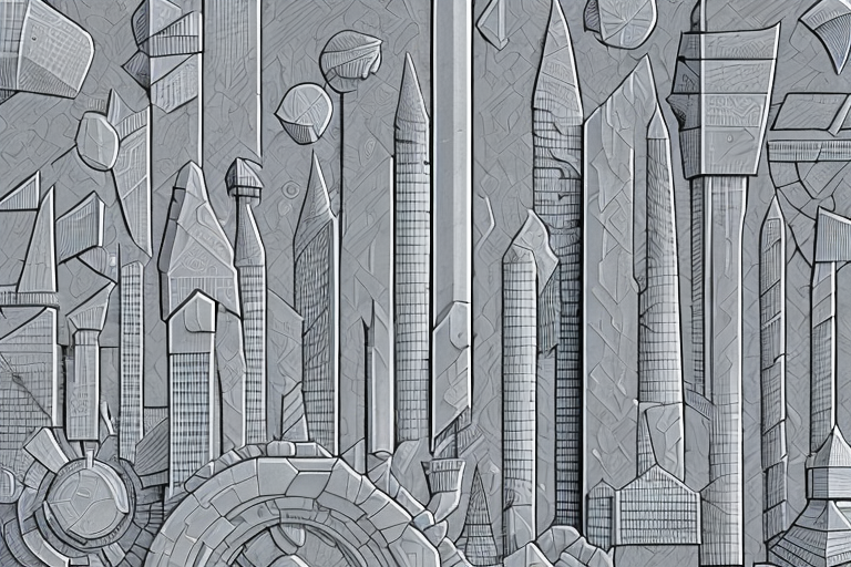 Various stone carving tools and a partially carved stone