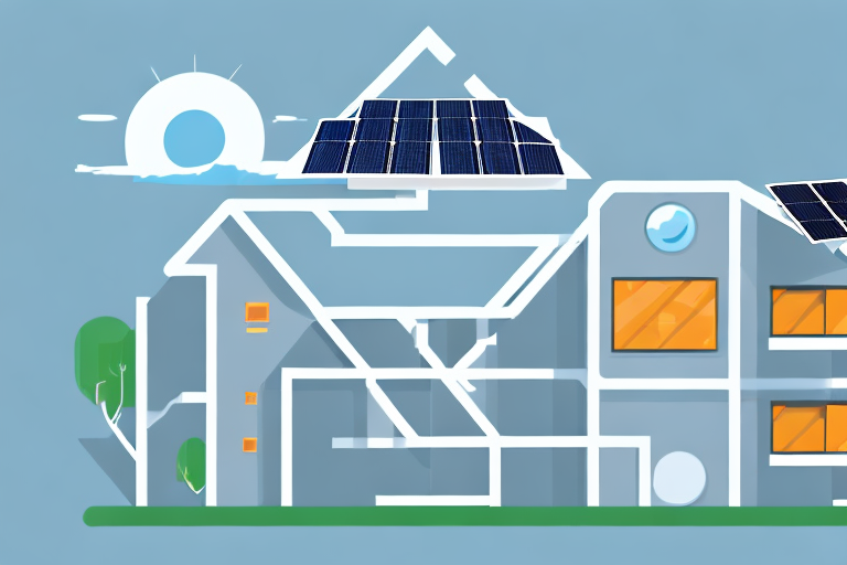 A modern building with visible energy-efficient features