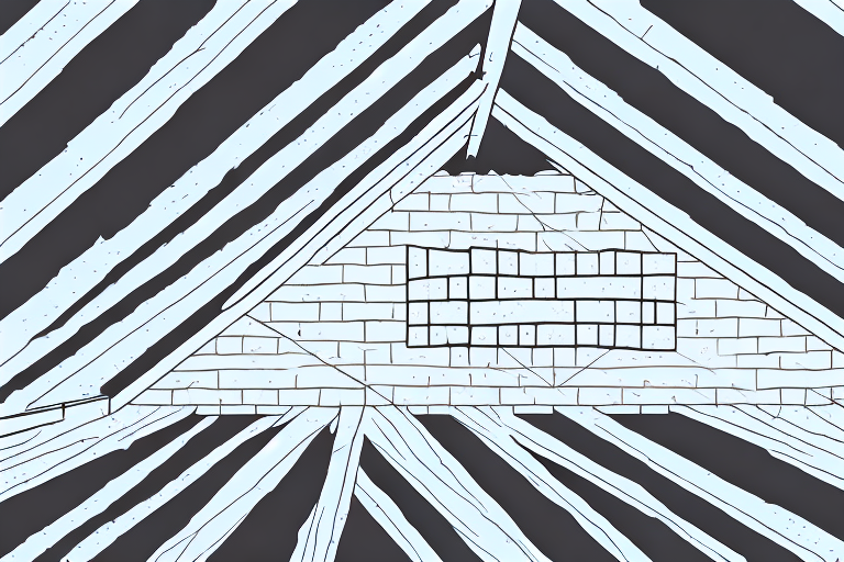 An attic with visible insulation material installed between the beams