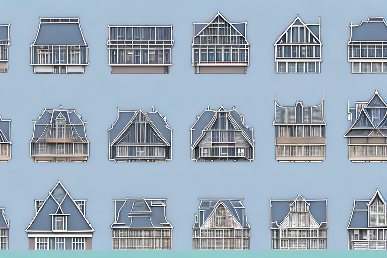 A variety of windows installed on different styles of roof dormers