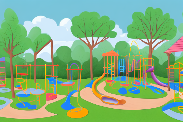 A vibrant and creative outdoor play area for a kindergarten