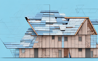 A house under construction with visible roof structure